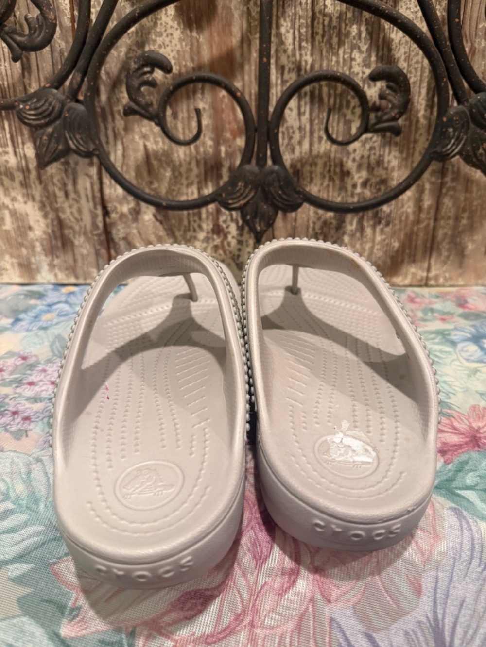 Crocs Sloane Embellished Flip Flops Wedges 9 bling - Picture 5 of 8